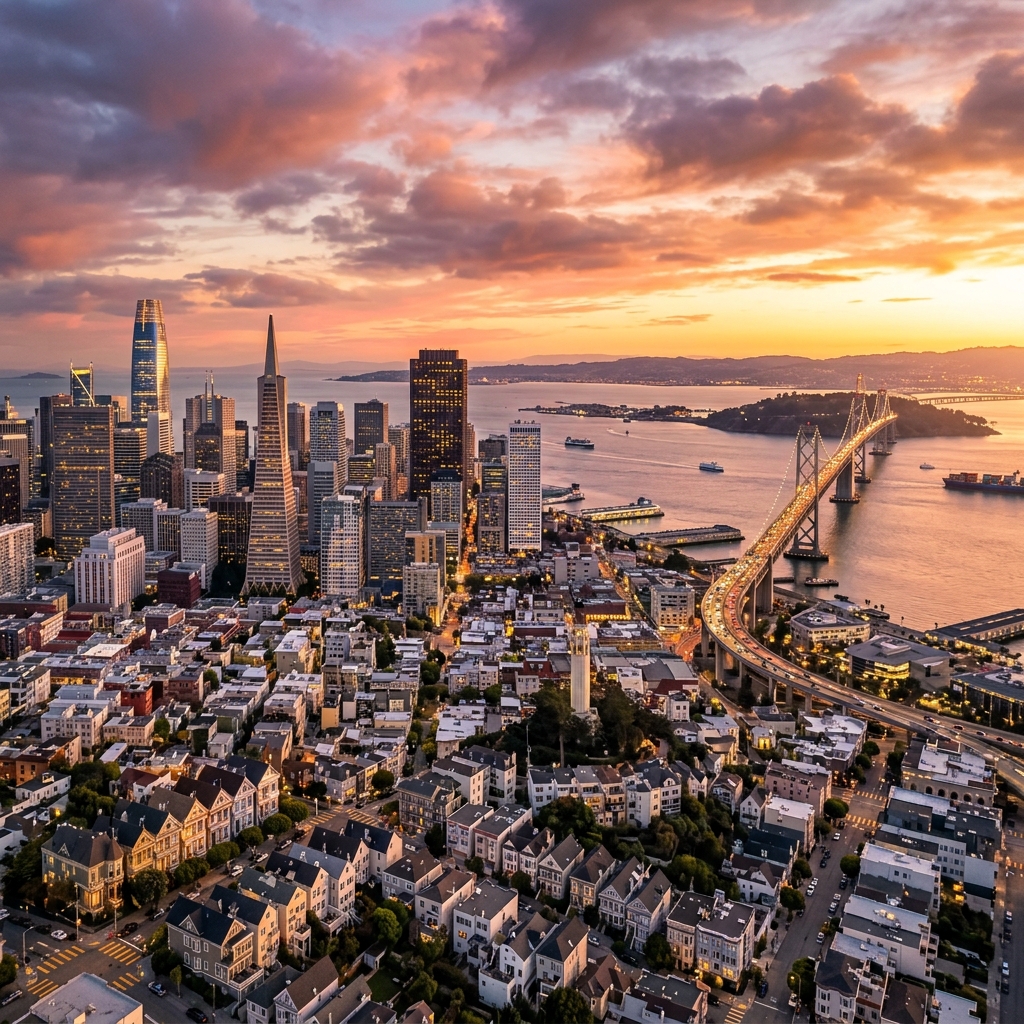 San Francisco skyline at golden hour